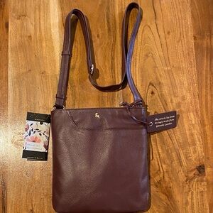 Ashwood Burgundy Pebbled Leather Crossbody Bag